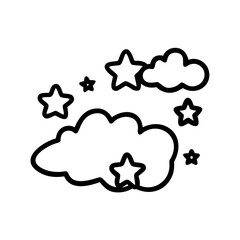 Clouds and stars in the night sky isolated on