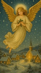 Obraz premium Serene angelic winter night mobile wallpaper