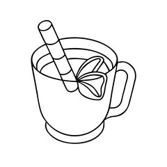 Mug of mulled wine with star anise isolated on