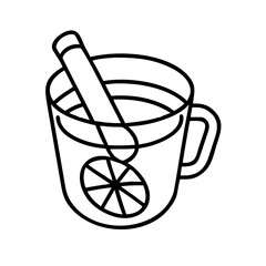 Mug of mulled wine with lemon slice isolated on