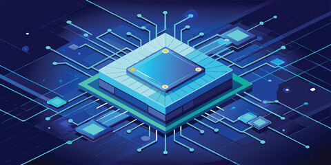 High-Tech Microchip Processor Circuit Board Data Network Isolated background