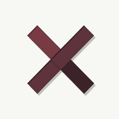 Abstract X mark in a simple two bar formation, minimalist cross mark design for decorative needs. Isolated cross mark for modern graphic applications, and simple design elements.