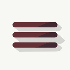 Hamburger menu for web design, showing three horizontal bars, simple icon with shadow. Hamburger menu presents minimalistic symbol for navigation in app interface.