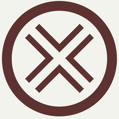 Brown circle emblem showing crisscross symbol for branding. Brown circle emblem represents a creative design, perfect for visual communication and graphic layouts.