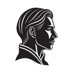 Profile Face Rendered In Single Line Portrait