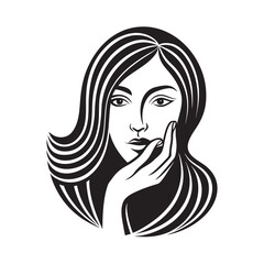 Minimalist Face And Hand In Single Line Portrait