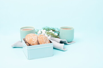 Nuremberg Elisen gingerbread with coffee, traditional german sweets for christmas holiday called Lebkuchen