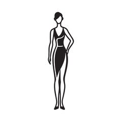 Minimalist Standing Woman With Linear Smooth Outline