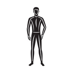 Minimalist Relaxed Standing Man In Linear Outline