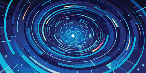 Abstract Futuristic Technology Digital Data Tunnel with vector illustration