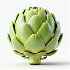 Fototapeta premium Artichoke 3d icon illustration isolated on a white background for healthy eating, cooking, and ingredient concepts