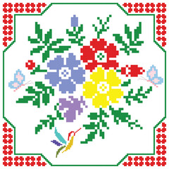 Floral patterns in geometric shapes are designed for decorating backgrounds, ceramic tiles, pillowcases, and fabrics.