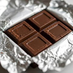 A delicious snack of dark chocolate bar with nuts isolated on white background