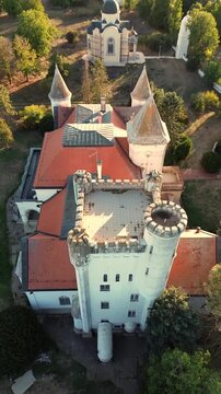 Drone View Footage of Fantast Castle in Serbia