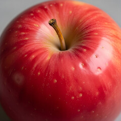 Fresh, healthy red apple with glistening water droplets isolated on a white background, symbolizing a juicy, sweet, and delicious organic diet food