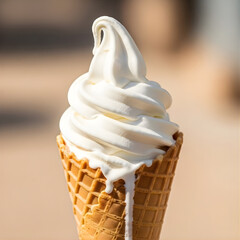 Delicious cold chocolate ice cream cone dessert treat isolated on white for a sweet summer snack