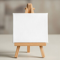 Wooden art easel stand with an empty blank canvas for a painter or artist