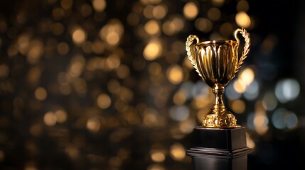 Golden Trophy on Polished Pedestal