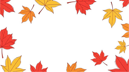 Illustrated border of colorful fall maple leaves creating a seasonal autumn background for text