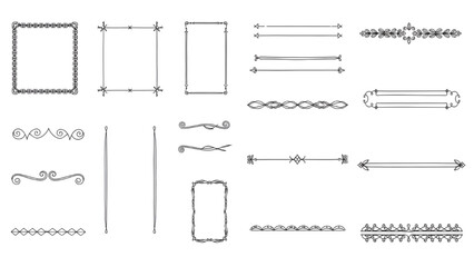 Collection of decorative design elements, frames, borders, dividers, and ornaments