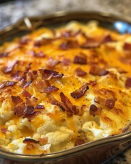 Delicious Cheesy Cauliflower Casserole with Crispy Bacon Topping