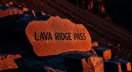 Dramatic Sunset Over Lava Ridge Pass, Emblazoned on Volcanic Rock Formation