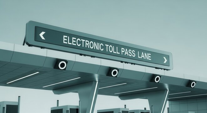 Electronic Toll Pass Lane Signage Depicting Automated Transportation System Details