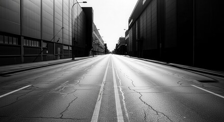 Dramatic Urbanscape Depicting Symmetry and Linear Patterns in Black and White Format