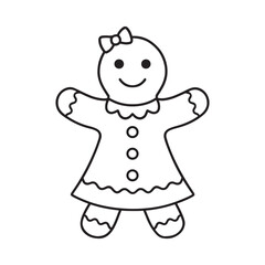 line art of gingerbread girl cartoon vector