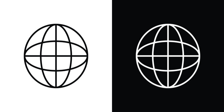 Globe icons symbols. Collection of simple black icons