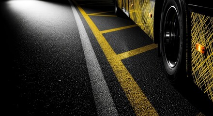 Dramatic View of Modern Transportation, Focused on Urban Roadway and Tire Detail