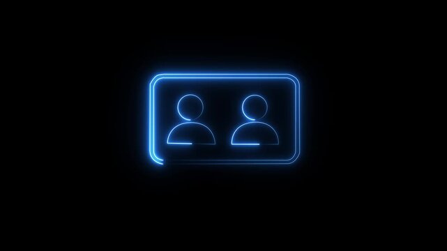id Neon Glowing Icon Animation. Black background 4K motion animation video.