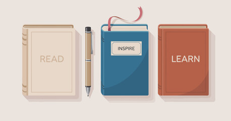 A neatly arranged collection of books symbolizing reading, inspiration, and learning, highlighting the importance of knowledge and personal growth in a visually appealing way.
