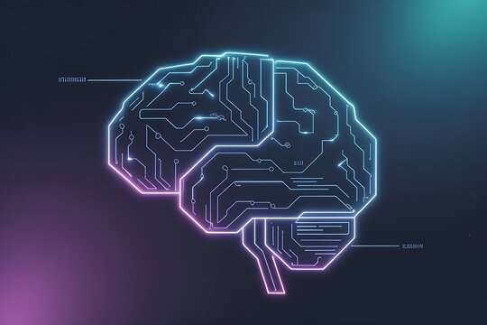 Electric brain glowing with vibrant intelligence, a modern symbol for innovation and artificial intelligence in technology and science projects