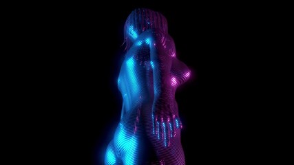 Woman model hologram - human body anatomy - 3D 4k animation (3840 x 2160 px) - Powered by Adobe