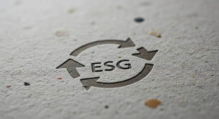 ESG for business and financial investment hopeful symbol of corporate social responsibility for sustainability governance and better environment on recycled paper