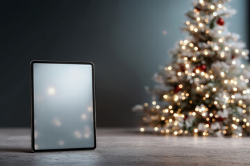 Holiday Office Branding with Blank Tablet Screen