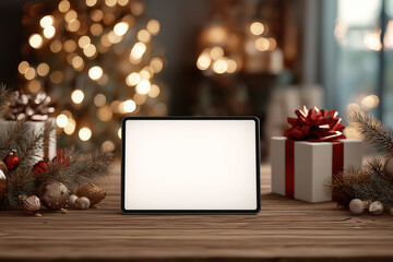 Christmas-Themed Office Branding with Tablet Mockup
