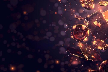 Poker cards and chips background space astronomy lighting.