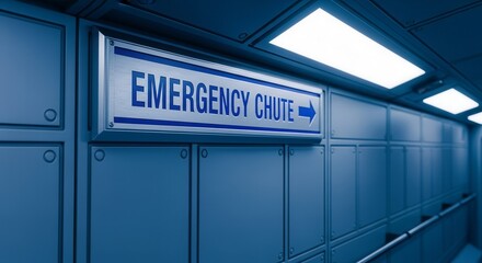 Emergency Chute Signage Indicating the Direction of Safety, Illustrative Escape Route