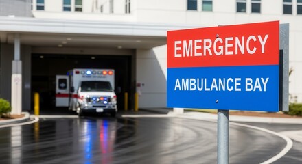 Emergency Entrance And Ambulance Bay Symbolizing Urgent Medical Care Availability at Hospital