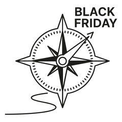 Black Friday Compass Direction Line Art