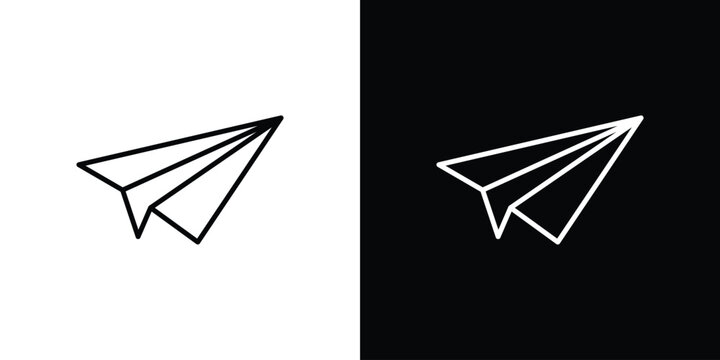 Paper plane icons symbols. Collection of simple black icons