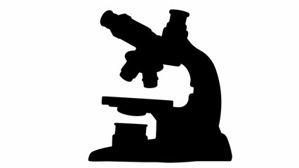 Silhouette of a microscope with objective lenses and stage for scientific exploration shown clearly here