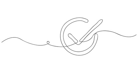 Continuous line drawing of check mark symbol representing approval and validation concept with elegance and simplicity