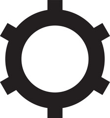 Fototapeta premium Mechanical Cogwheel Icon: A monochrome illustration of a gear symbol, symbolizing mechanics and industry. The stark design and bold lines make it an ideal visual for technical and industrial themes.
