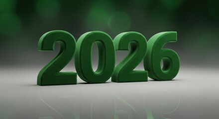 Bold green 2026 stands ready to usher in a new year filled with promise and fresh starts on a gradient background
