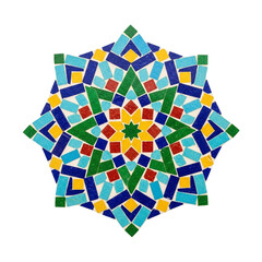 Moroccan Colorful geometric Moroccan mosaic star pattern. cutout on transparent background