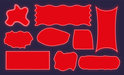 Neon Glowing Abstract Shapes Set