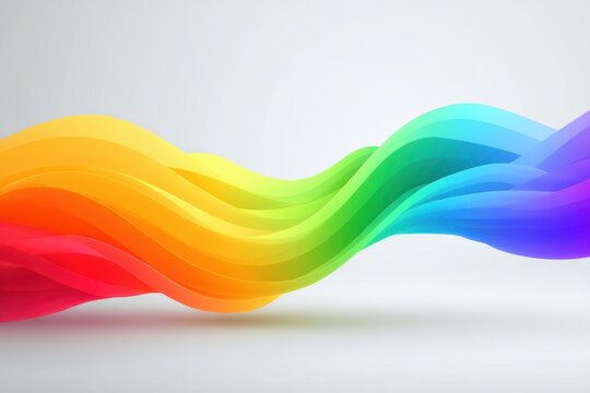 Vibrant rainbow wave lines in fluid abstract design for creative, modern visuals and digital art